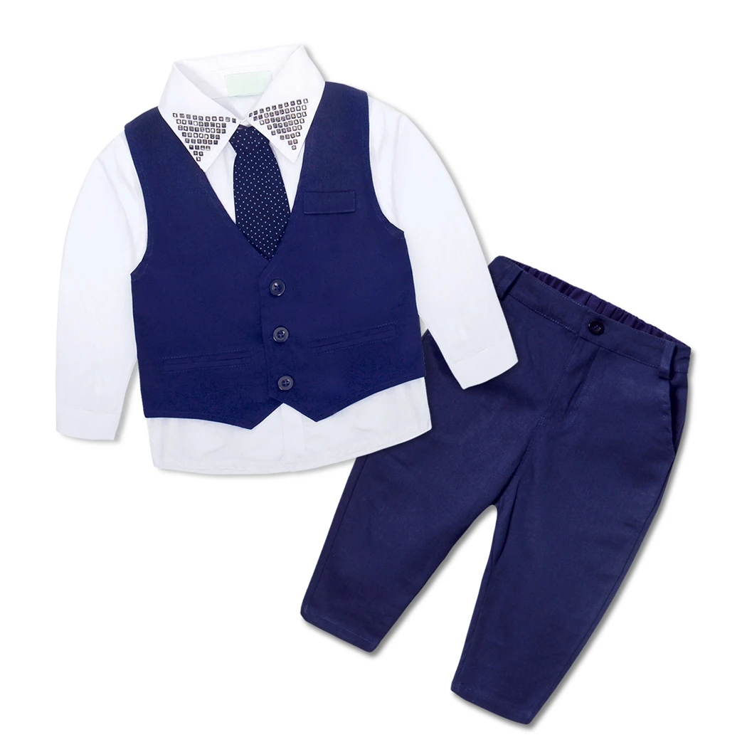 

AmzBarley Baby Boy Clothes Suit Jacket Tie Shirt Trousers Toddler Boy Gentleman Birthday Party Set