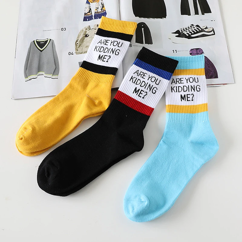 Модные милые эластичные хлопковые мягкие теплые носки с надписями, 1 пара, жаккардовые носки для девочек