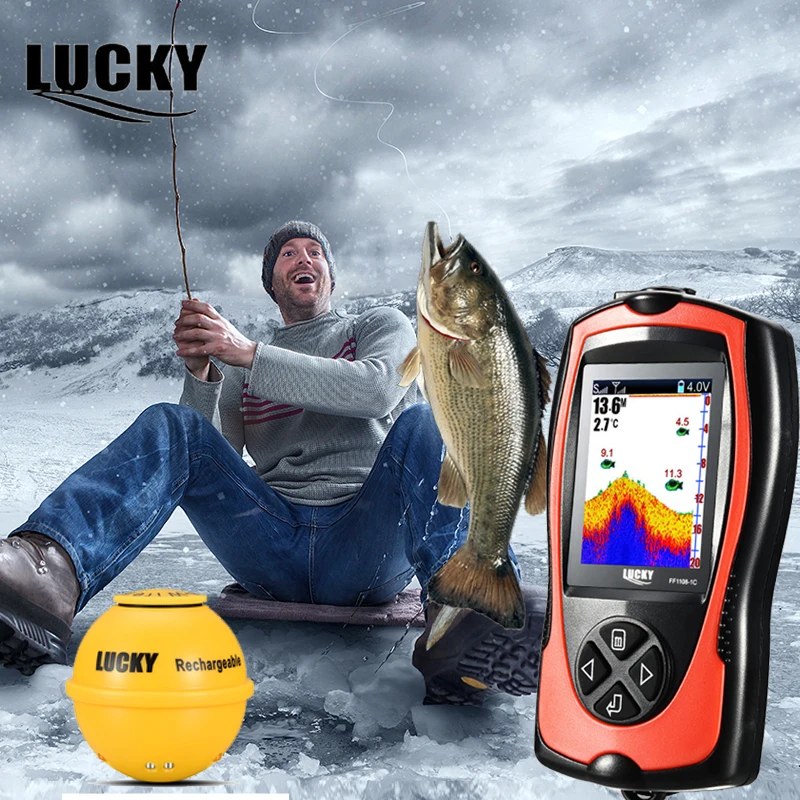 

Lucky English Russian Menu Sonar Fish Finder Wireless Sonar Color Fishfinder 147ft/45m Water Depth Sonar FF1108-1CWLA