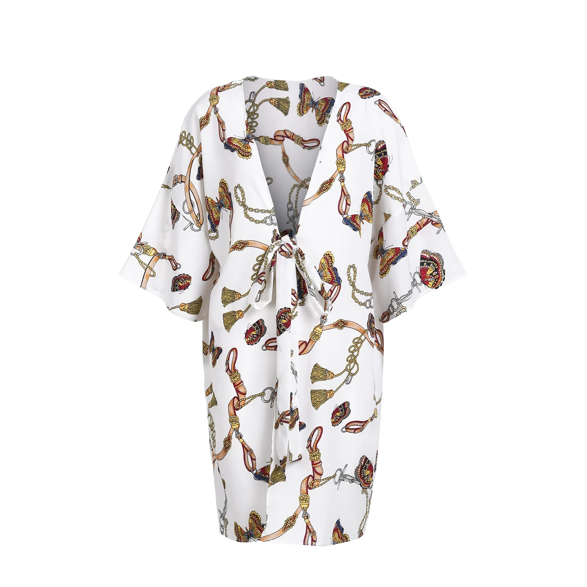 Casual New Vogue Women's Floar Print Cardigan Boho Beach Half Sleeve Tops Coat Long