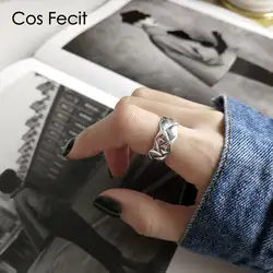 CosFecit Серебро 925 Кольцо для женщин Большой Мода Женское кольцо с открытой шинкой серебро 925 ювелирные изделия корейский дизайн серебряных