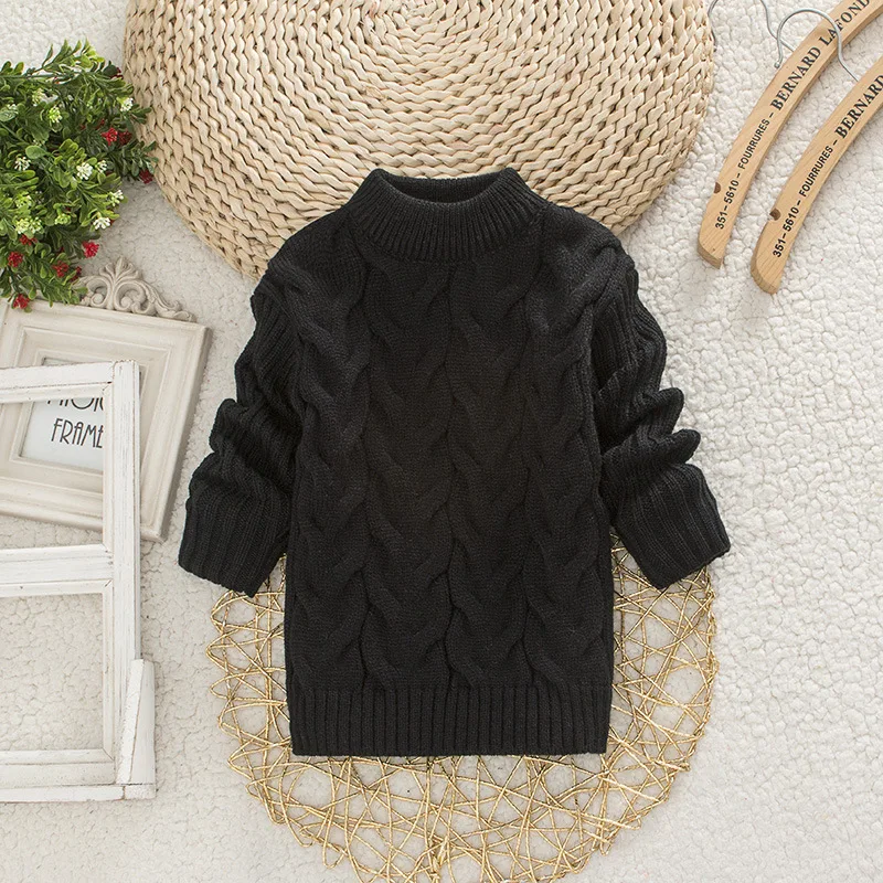 Baby Girls Sweater Autumn Knitting Tops infant Winter Turtleneck Clothes baby Boys Cotton Warm Round Neck Sweater 1-2 Years
