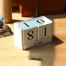 Vintage Wooden Perpetual Desk Calendar Block Planner Permanent Desktop Organizer DIY Agenda kicute european perpetual wooden calendar desktop pen holder block wood calendar diy yearly planner home desk office supplies