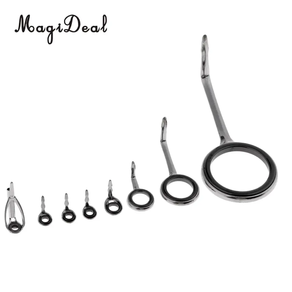 

8pcs Fishing Rod Guides SIC Ring Eyes Spinning Telescopic Surf Casting Rod Guides Rings Tip Tops Repair Kit