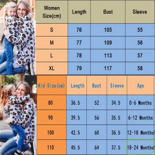 Осенние одинаковые комплекты одежды для всей семьи джемпер мать малыш Для женщин девочек/мальчиков Леопард с длинным рукавом свитер с капюшоном топы Повседневная одежда