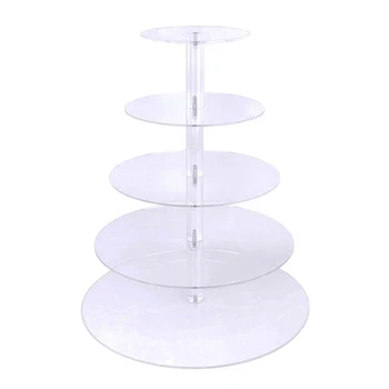

5 Layers Round Acrylic Cake Cupcake Display Stand Tray for Birthday / Anniversary / Wedding (Transparent)