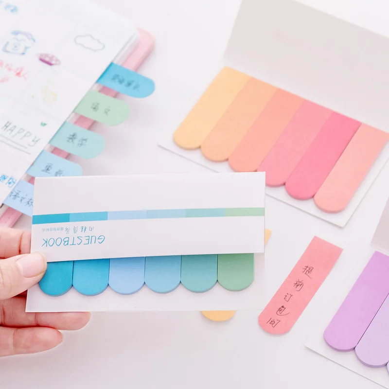 6 цветов Kawaii memo pad Sticky Notes Planner декоративные Скрапбукинг Канцелярские Школьные