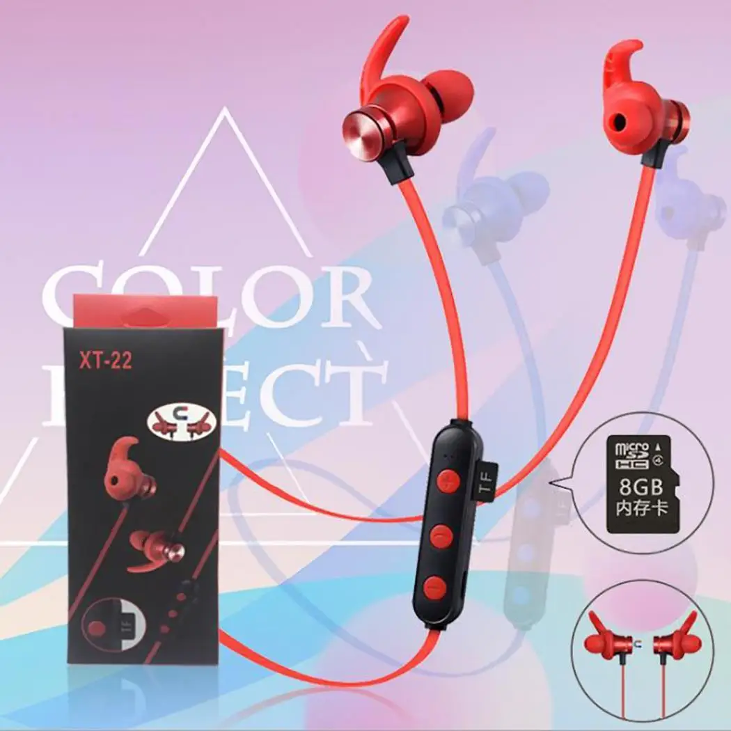 Спортивная Беспроводная bluetooth гарнитура Двусторонняя стерео 160 h TF карта 75 mAh все