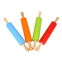 Силиконовые помадки торт тесто Скалка валик Кондитерские инструменты печенье бисквит тиснение с деревянной ручкой антипригарные инструменты для приготовления пищи