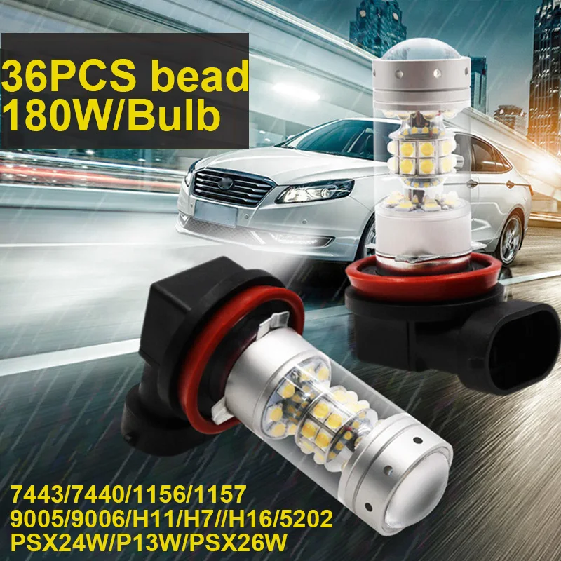 180 Вт 2828 36SMD 2шт 5202 H16 светодиодный автомобильный противотуманный фонарь лампа H7 H11