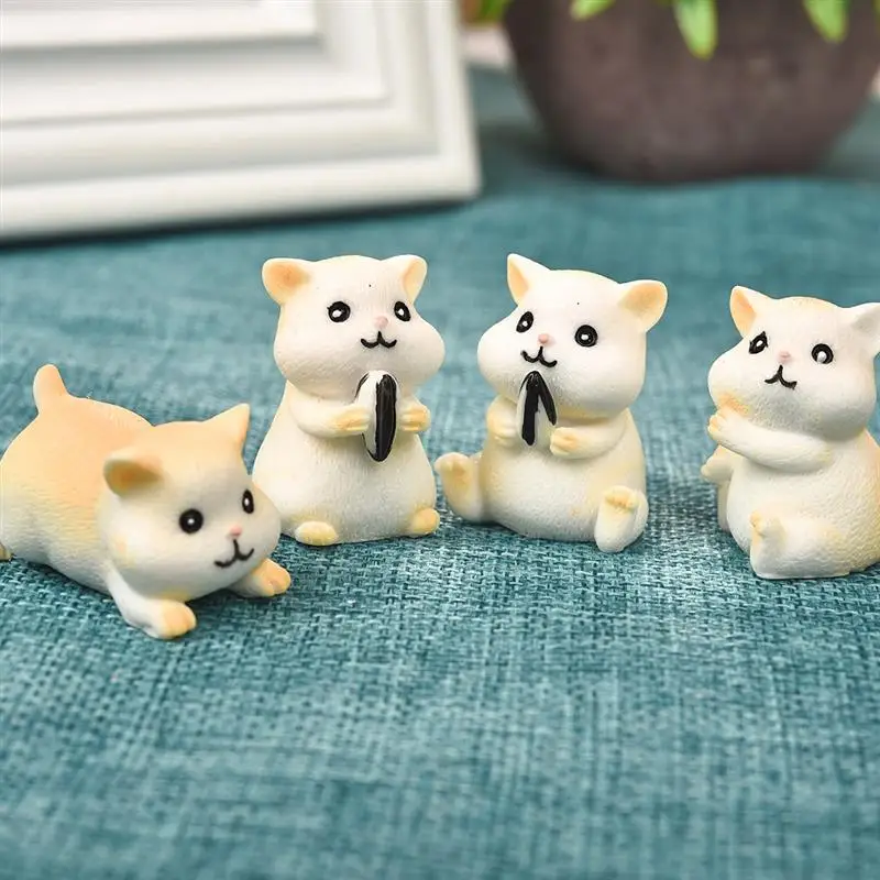 

4pcs/Set Lovely Resin Hamster Animal Micro Landscape Succulent Ornaments Plant Decoration Garden Miniatures DIY Doll