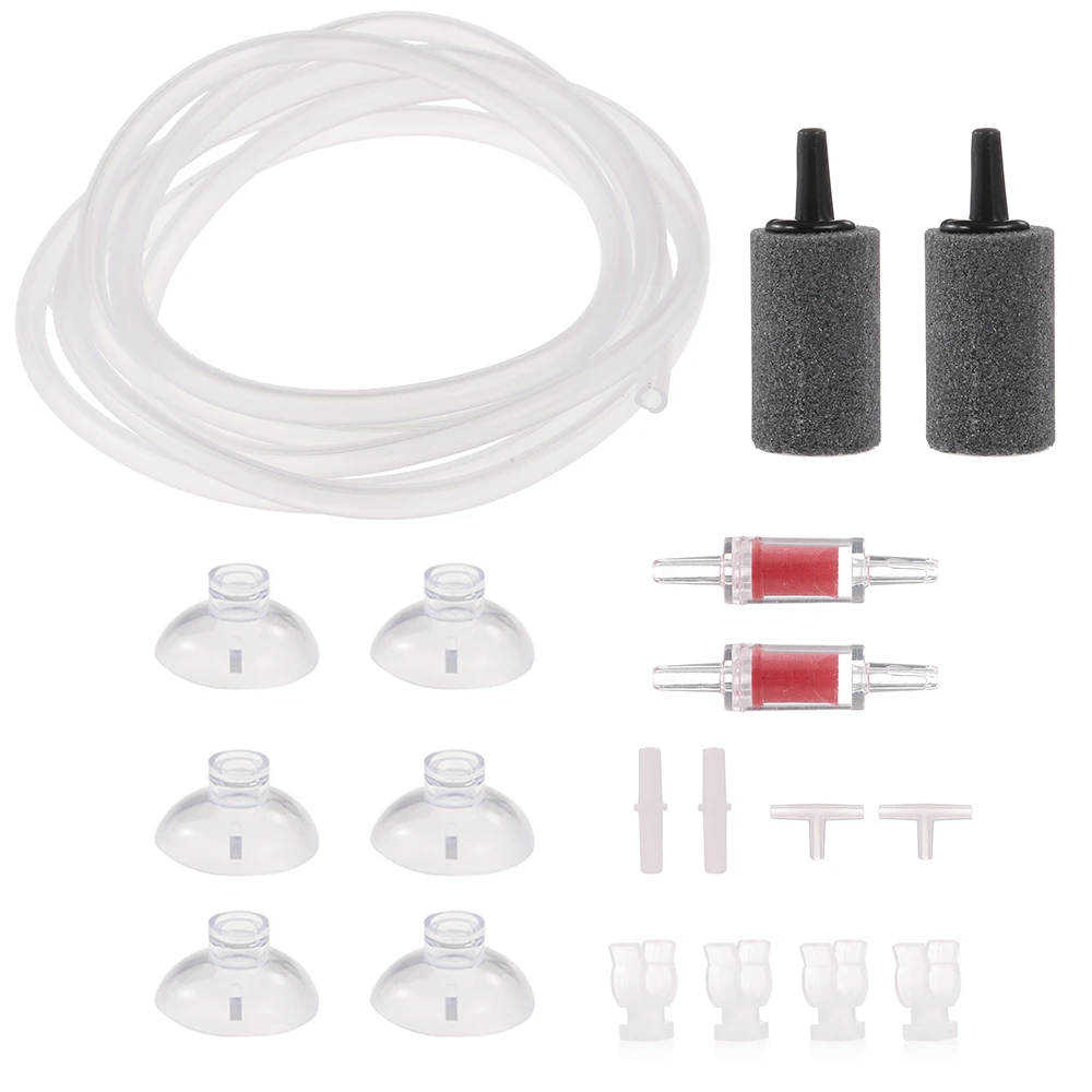 

Airline Tubing Air Stones Check Valves Suction Cups Connectors Fish Tank Aquarium Air Pump Accessories Set