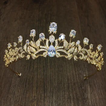 

Zircon Tulip Flower Tiara Noiva Cubic Zirconia Bridal Crown CZ Tiaras And Crowns Wedding Hair Accessories Corona Diadem WIGO1124