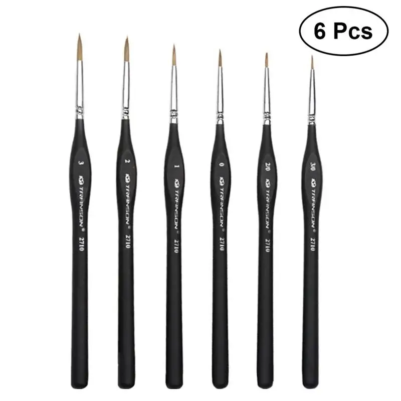 

6Pcs Weasel Hair Brushes Set With Triangular Handle For Detail Art Painting Miniatures Acrylic Oil Gouache Drawing Toys
