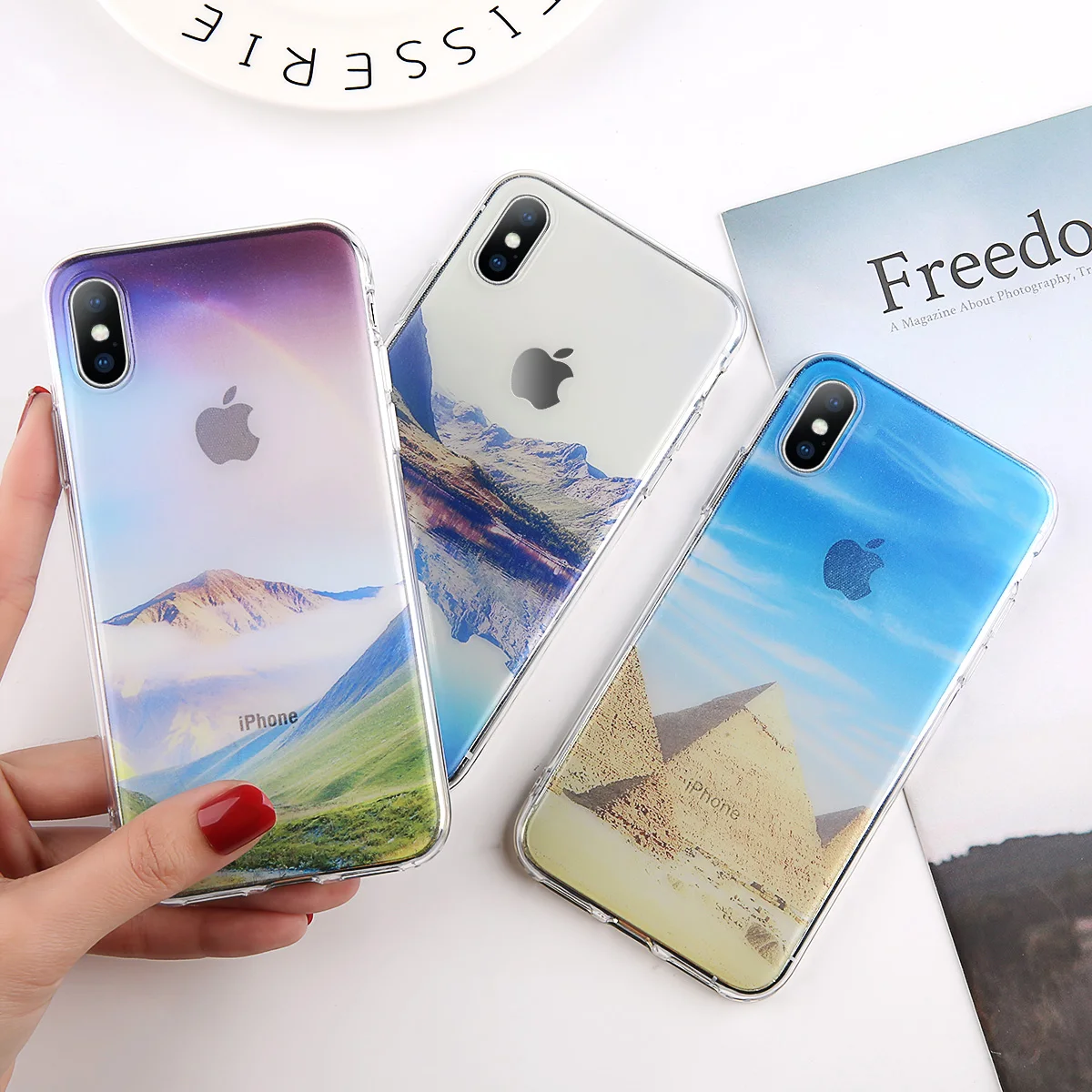 

KJOEW Transparent Shell Soft Silicone Pattern Back Cover Luxury Case For iPhone X XS XR MAX 5 5S SE 6 6S 7 8 Plus Funda Coque