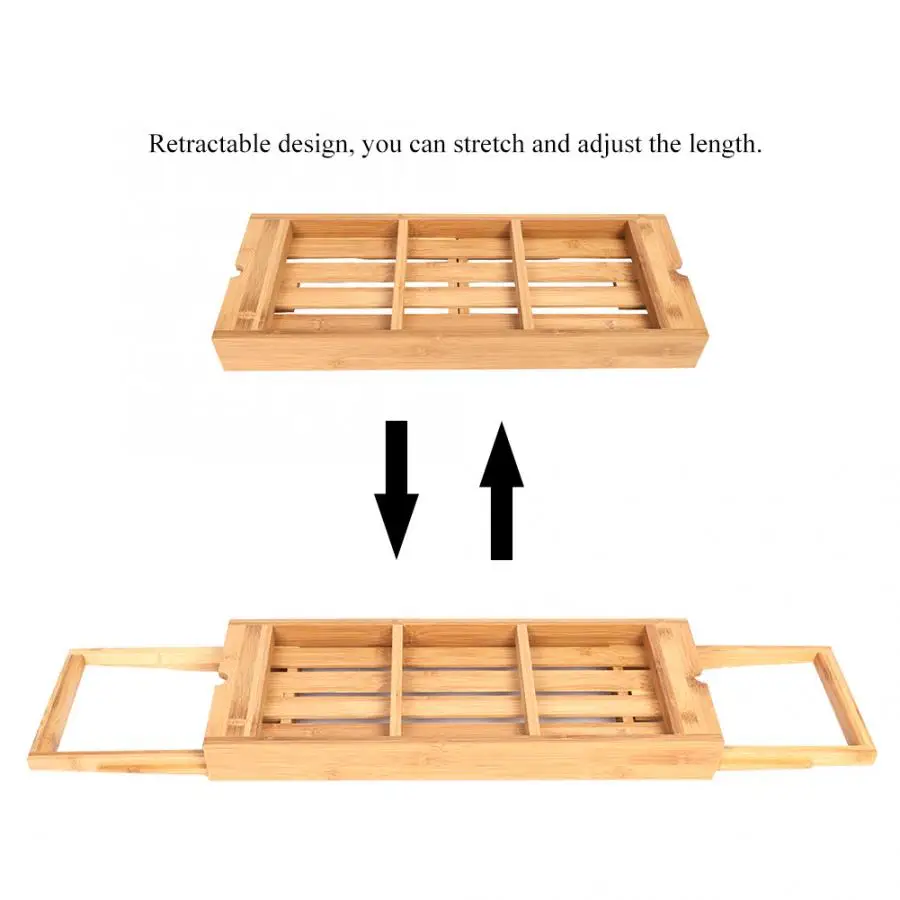 

Multifunctional Retractable Wooden Wall Storage Organizer Bathroom Bathtub Storage Frame Rack Bath shower room basket