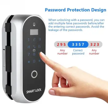 

Smart Fingerprint Lock Glass Door Smart Semiconductor Lock Fingerprint Card Password Recognition Perforating Free Door Lock