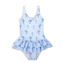 Милые купальники для маленьких девочек мультфильм дерево печати Купальник бинты ванный комплект спинки малыша пляжное бикини