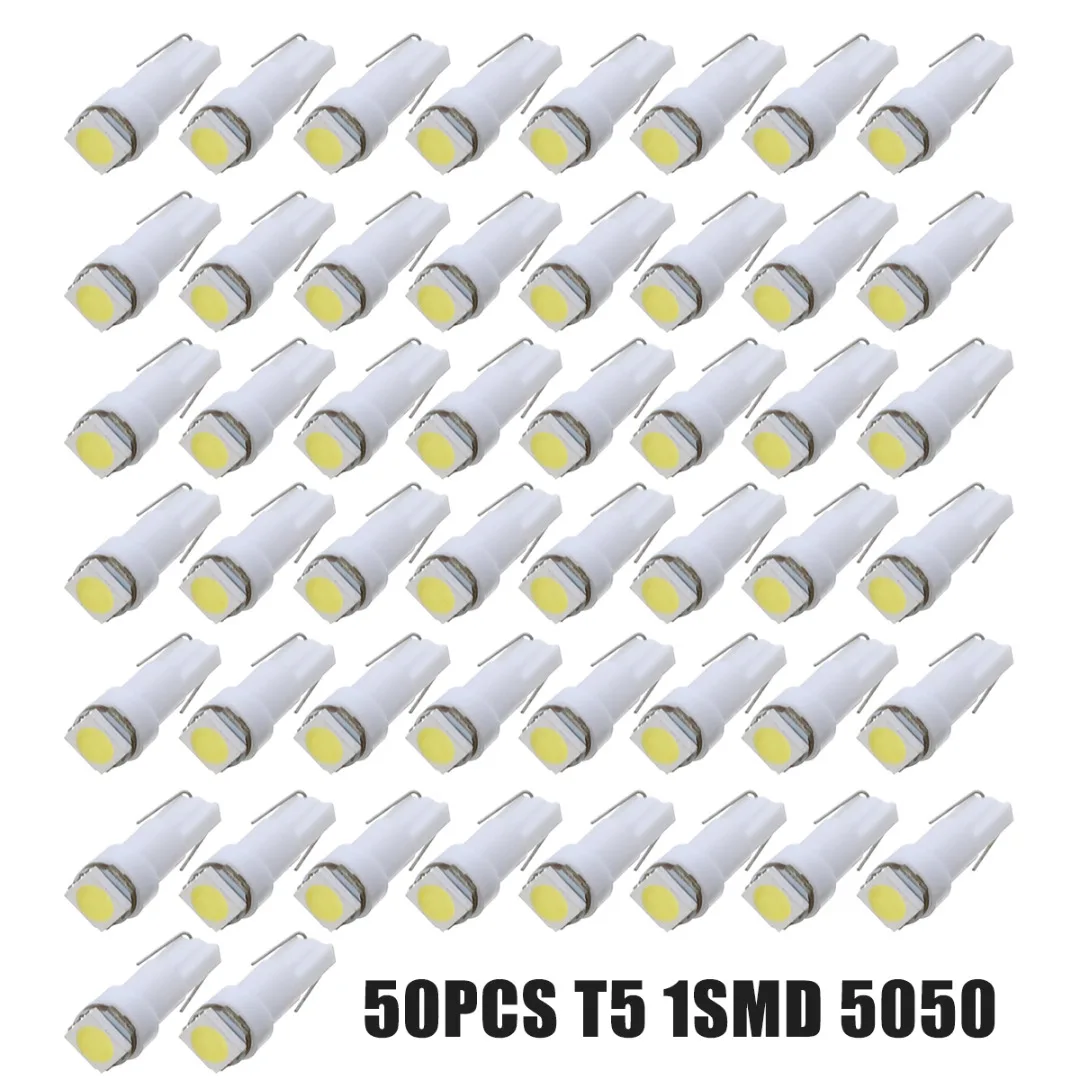 Mayitr 50 шт. 12 В T5 5050 1SMD светодиодсветильник лампа для приборной панели сверхъяркий