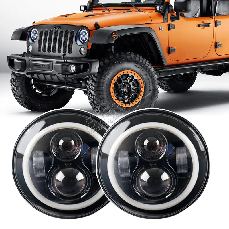 

free DHL one pair--80W round 7in universal led headlight wrangler rubicon CT TJ JK FJ Miata 4x4 off road led headlight