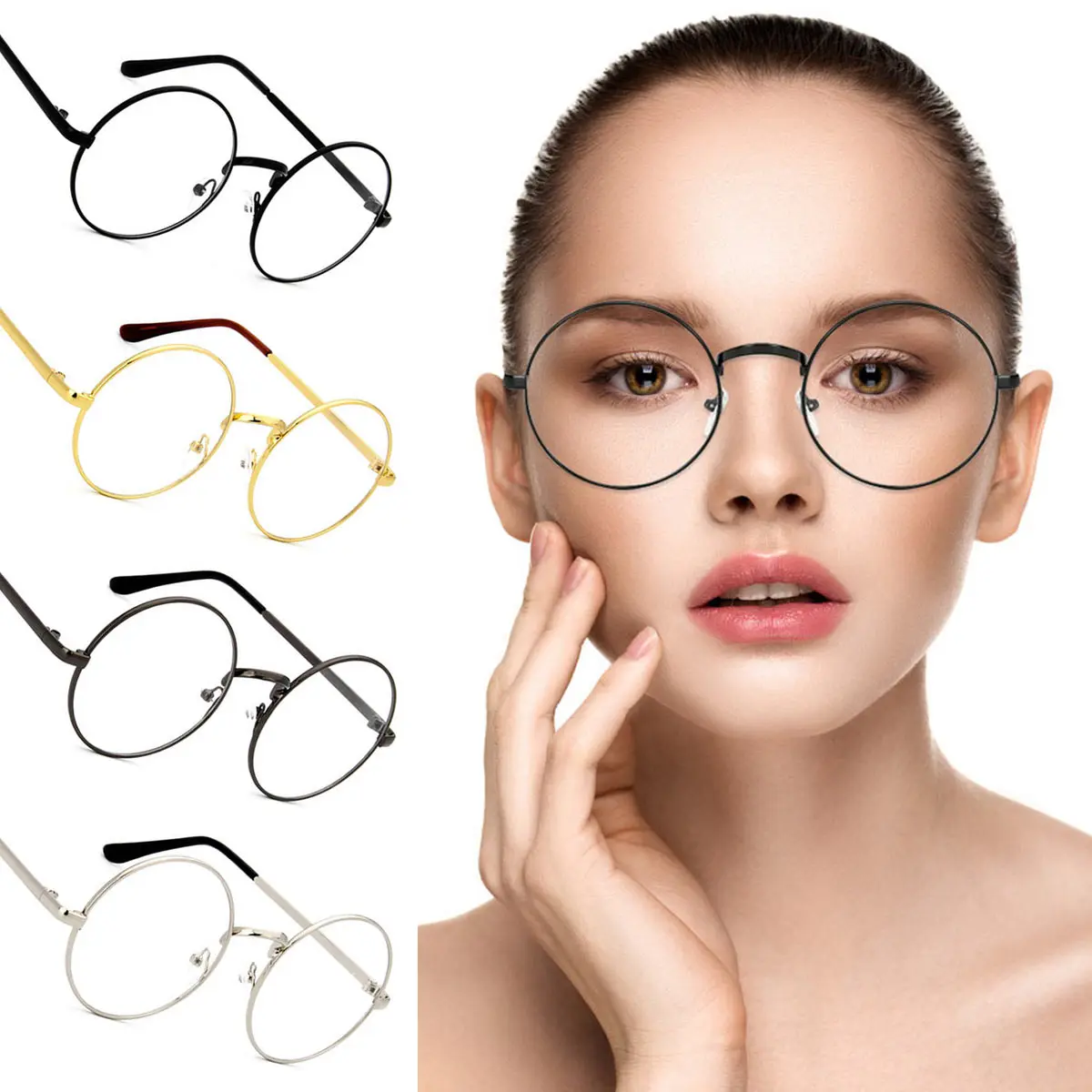 Fashion Oval Sunglasses Women Eyewear Glasses Korean Style Metal Frame