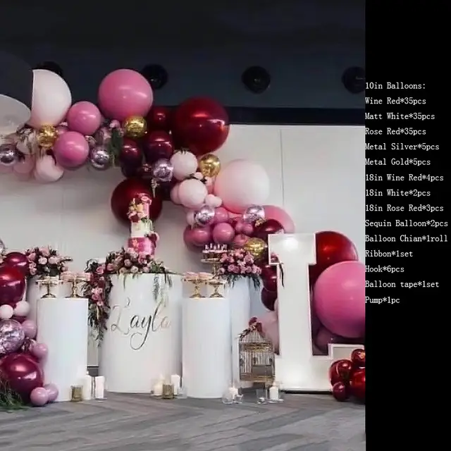 Luxurious Wine Red Balloon Decor Set Decorations Supplies Romantic