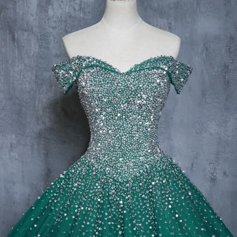 Длинное Зеленое бальное платье для Бала 16 лет, платье для выпускного вечера 15 лет, бальное платье vestidos De 15 Anos