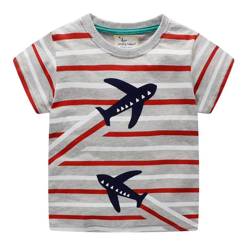 

Jumping Meters 2019 Boys Tees cotton baby clothes t shirts with aircraft fashion quality stripe children t shirts summer tops