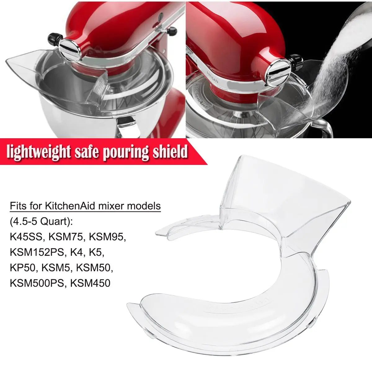 

Pouring Shield For KitchenAid Mixer 4.5 - 5 QT KN1PS KSM500 KSM90 KSM75 K45SS Replacement Spare Parts for Blender