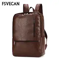 Laptop Leather Backpack Men 15.6 Anti theft Waterproof Travel Casual School Backpack College Mochila masculina Bagpack Male 2019