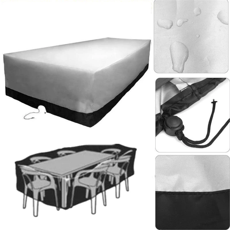 

330X220X90cm Garden Outdoor Furniture Cover Rect Patio Table Desk Chair Waterproof Black Color 600D Dust Rain UV