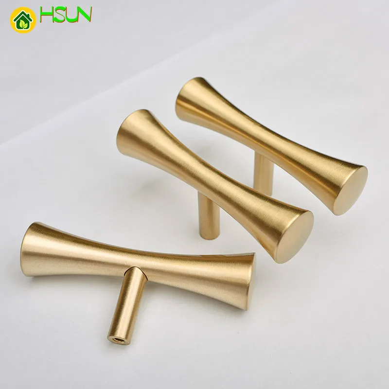 

1 pc Brass Gold Cabinet Handles Goldenwarm Furniture Hardware T Bar Kitchen Door Knobs Drawer Handles