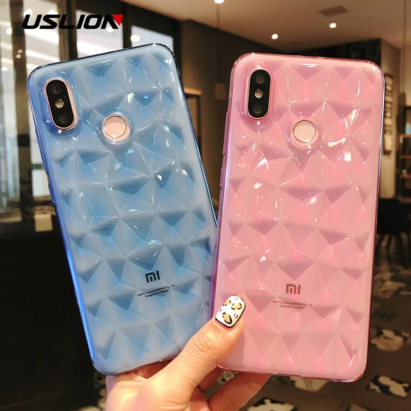 

USLION Phone Case For Xiaomi POCOPHONE F1 Mi8 Mi 8 SE 5X 6X Redmi 4X 4A 5 6 6 Pro Note 5 Pro 3D Diamond Texture Soft Cover Cases