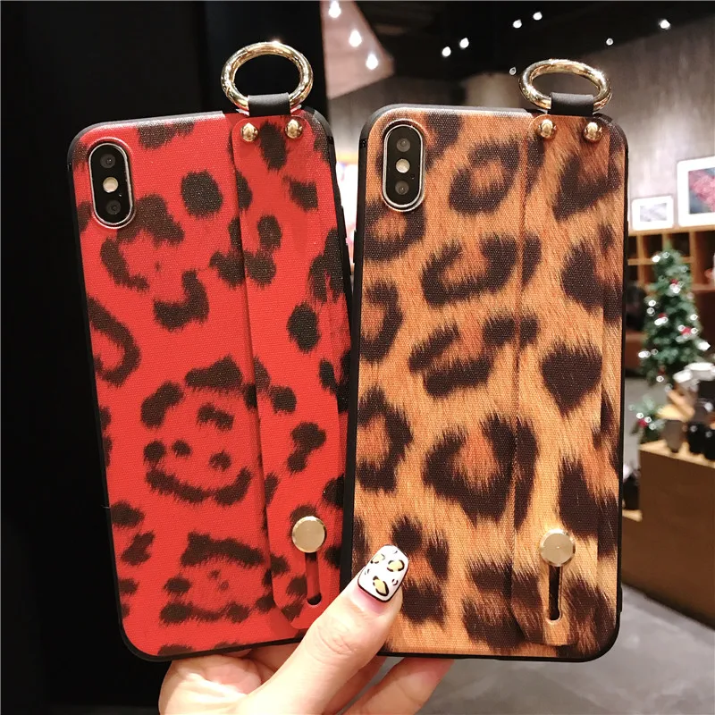 

Leopard Print Wrist Band Case For Huawei Nova 4 3 3I 3E 2S P10 Plus P20 Pro Lite Swrist Strap Bracket Cover Female Phone Cases