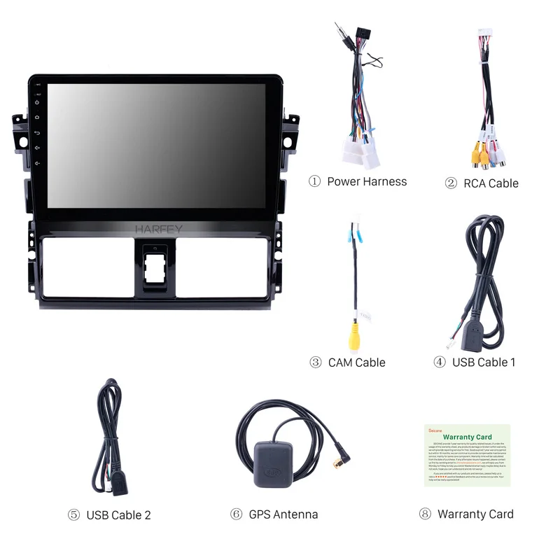 Harfey Автомобильный GPS 2Din Android 9 1 стерео HD 10 &quotАвтомагнитола для Toyota Vios 2013 2014
