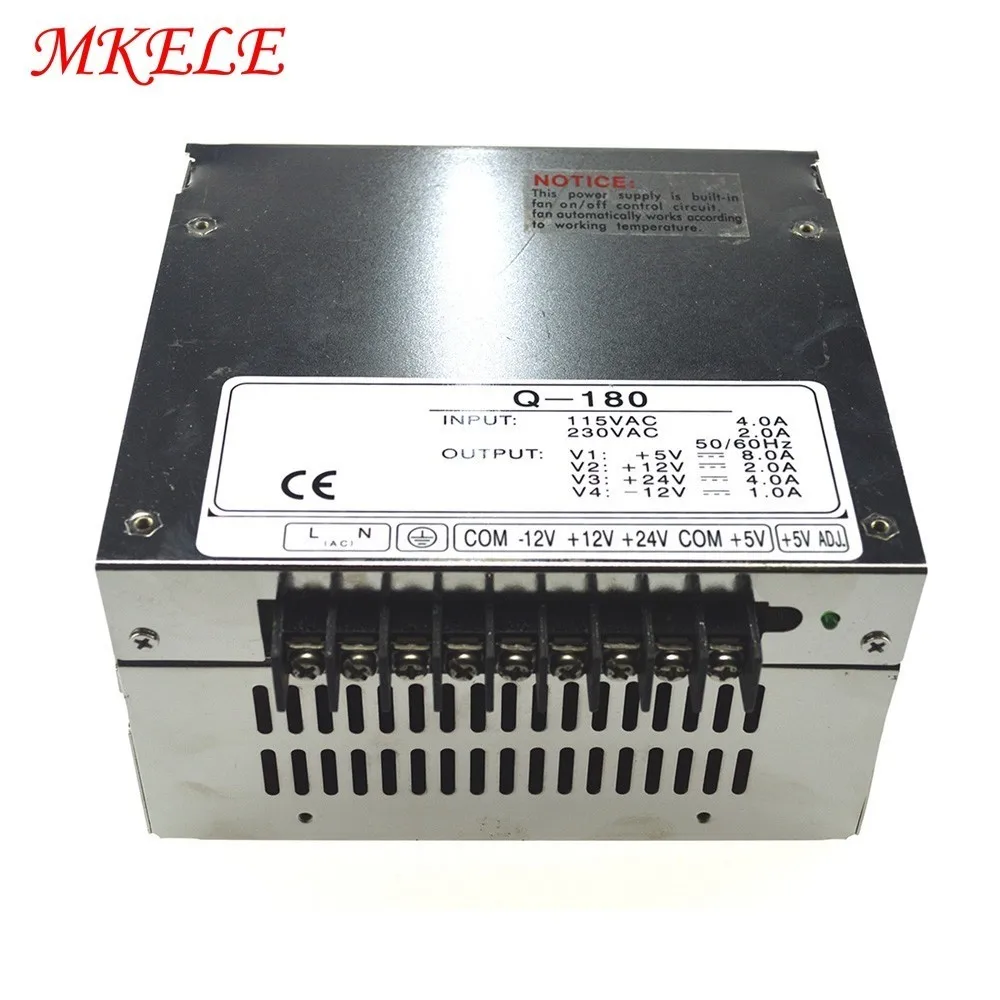 

Quad Output Multi Voltage Output AC/DC Power Supply 5V 12V 24V -12V 180W Q-180D