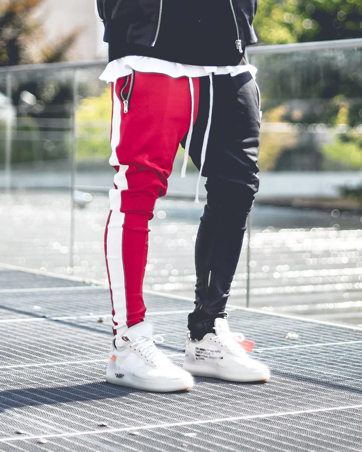 

2018 New Style Fashion Men's Patchwork Zipper With Pocket Pants Casual Casual Bottoms Pencil Pants Trousers