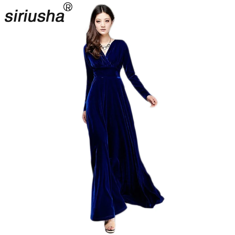 2020 Polyester A-line Autumn Clothing Plus Size Dress Long-sleeve High Waist Expansion Bottom Full Dresses Banquet Evening S60 | Женская