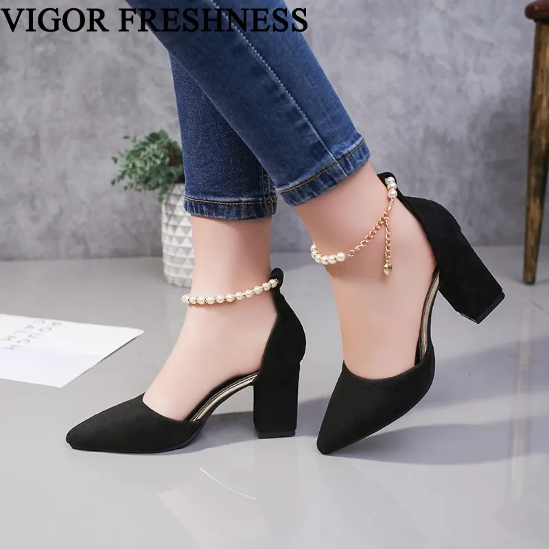 

VIGOR FRESHNESS Sandals Women Pumps High Heels Shoes Female Spring Shoes Summer Women's Sandals Autumn Pumps String Bead WY352