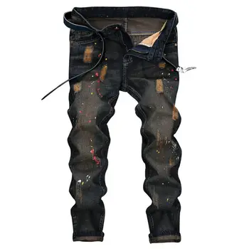

Ripped Biker Skinny Frayed Destroyed Fashion Trousers Long Pants Size 28-36