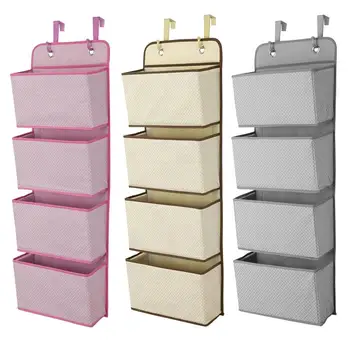

4 Pockets Wall Mounted Wardrobe Hang Bag Wall Pouch Cosmetic Toys Organizer Hanging Storage Bags Multi-layer Hanging Storage Bag