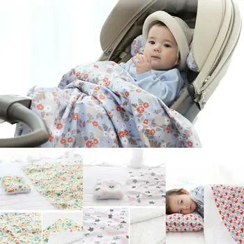 

2PCS Baby Bedding Sets Pillow Blanket/Crib Quilt Soft Minky Double Dotted Backing Floral Printed Toddler Baby Blanket 75*100cm