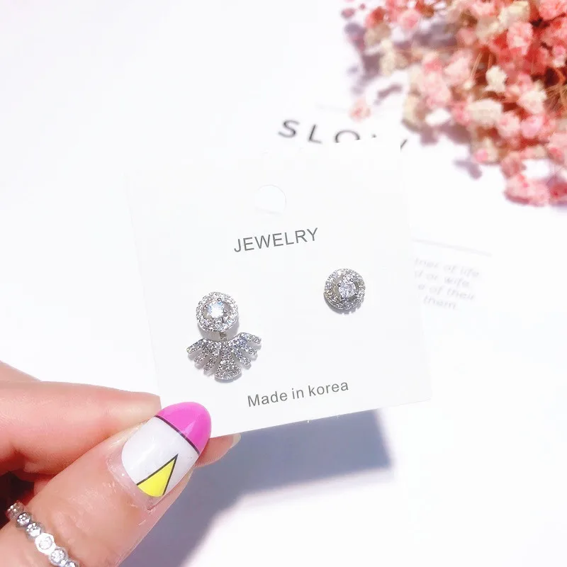 

2019 Shiny Irregular Stone Nesting Circle Full Crystal Pearl Earrings Temperament Personality Asymmetric For Women