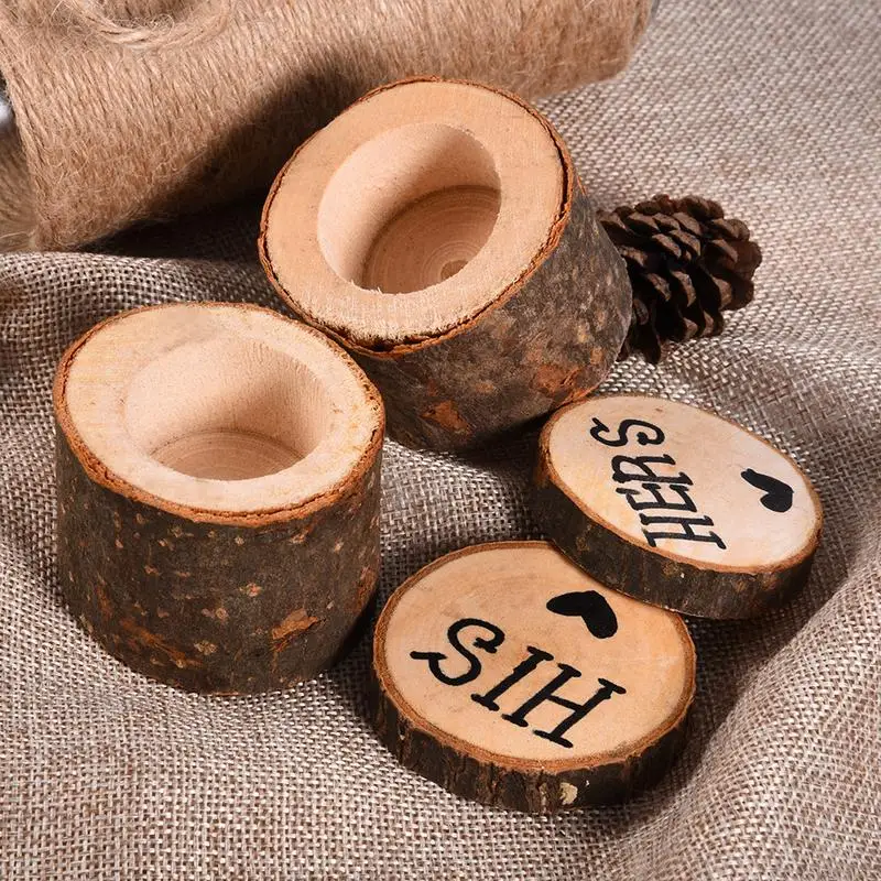 

Romantic His Hers Customized Wooden Wedding Ring Box Exquisite Original Ecological Wedding Supplies Jewelry Decoration Ring Box