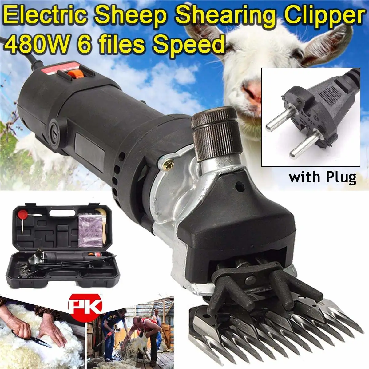 

110V - 240V 480W Adjustable Electric Sheep Shearing Clipper Farm Shear Tool Wool Cutting Machine