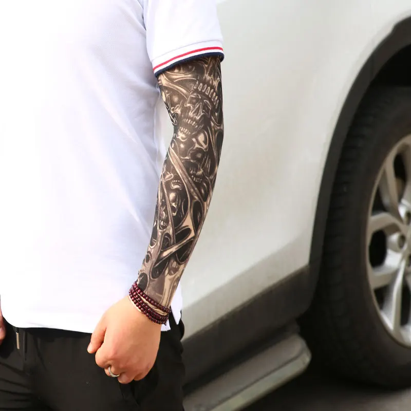 1 шт. тату Цветок на руку солнцезащитный крем рукава 3D стерео резка бесшовная высокая эластичность открытый езда лед рука рукава Покрытие татуировки