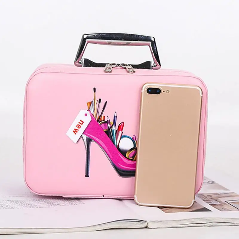 جديد مستحضرات التجميل حقيبة فتاة سعة كبيرة طبقة مزدوجة لطيف الكرتون أكياس للفتيات النساء السفر في الهواء الطلق الأزياء غسل كيت حقيبة مستحضر...