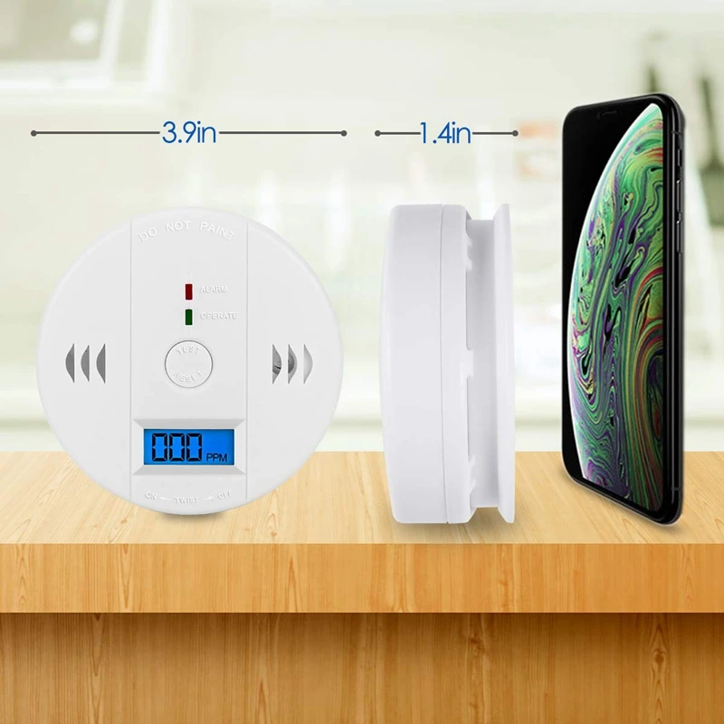 Детектор газа угарного газа, Co детектор сигнализации Lcd Портативный Безопасность газа Co монитор, питание от батареи Предупреждение