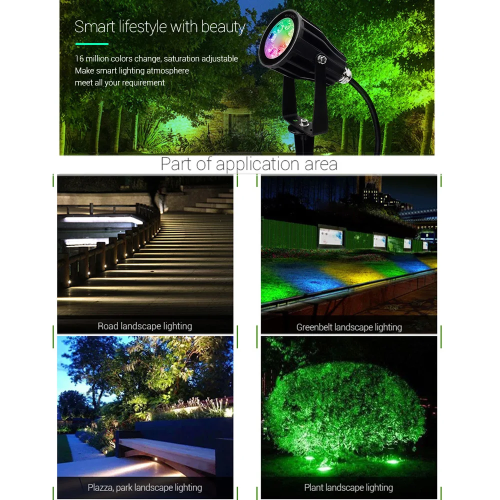Умные светодиодные садовые лампы FUTC04 6 Вт RGB + CCT освещение IP66 переменный ток 100 В ~