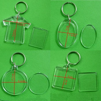 

Personalized Transparent Acrylic Insert Photo Picture Frame Advertising Keychains DIY Blank Square Circle Apple Shape Key Rings